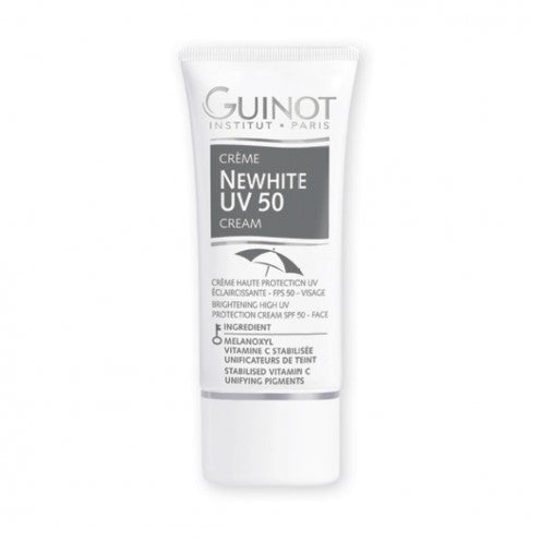 GUINOT Newhite Cream UV 50 Balinošs aizsarglīdzeklis sejai ar krāsu SPF50