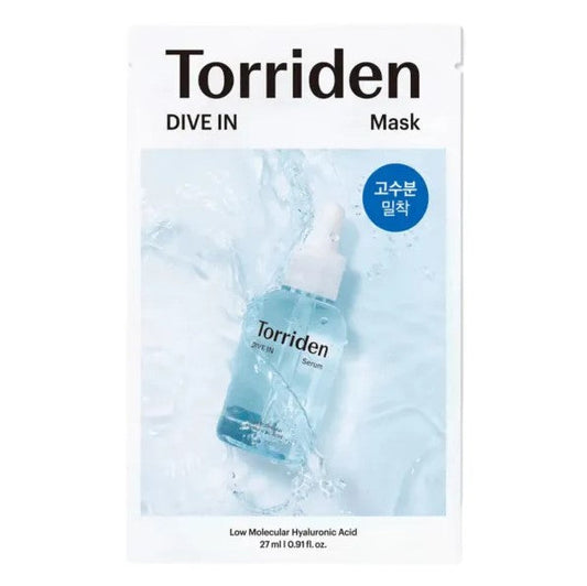 Torriden DIVE-IN Low Molecule Hyaluronic Acid Mask Lapu sejas maska ar hialuronskābi